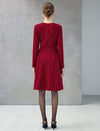 Beaded Lace Crewneck Long Sleeve A-Line Dress