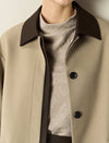 Contrast-Trim Trench Coat