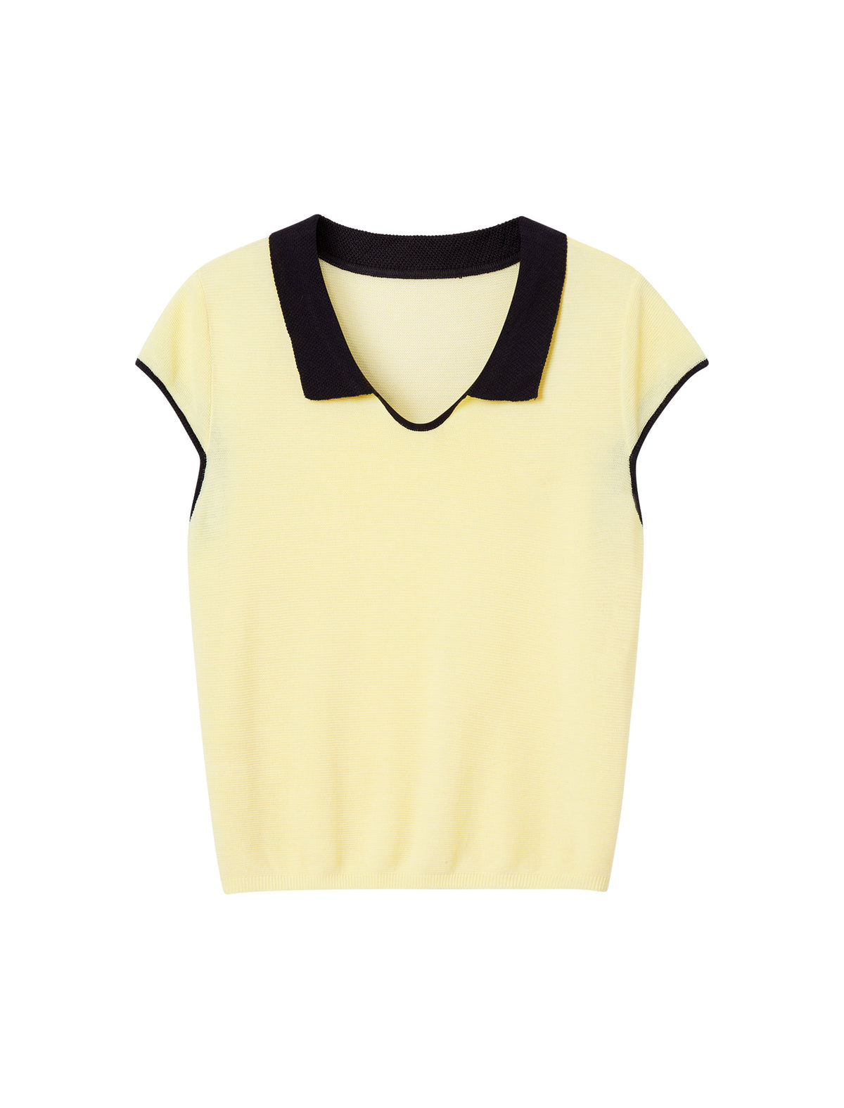 Yellow Contrast Collar Short Sleeve Knit Polo