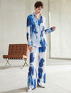 Blue And White Tie-Dye Silk Button Down Shirt
