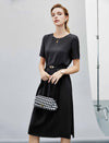 Round Neck Short Sleeve Waist-Cinched Dress