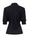 Tencel Blend Asymmetric Wrap Cinched Waist Blazer