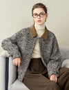 Tweed Wool-Blend Leather Collar Jacket