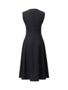 Sleeveless Shimmer Grid A-Line Midi Dress