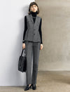 Wool Blend High-Waist Straight-Leg Pants