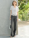 Lace Waistband Wide-Leg Pants
