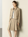 Camel Pleated A-Line Skirt
