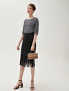 Floral Lace Tulle Hem Midi Skirt
