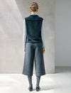Wool Blend Half-Zip Collared Straight Knit Vest