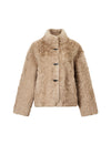 Embossed Stand-Collar Toggle Cropped Jacket
