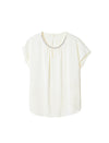 Embellished Neck Keyhole Detail Cap Sleeve Top