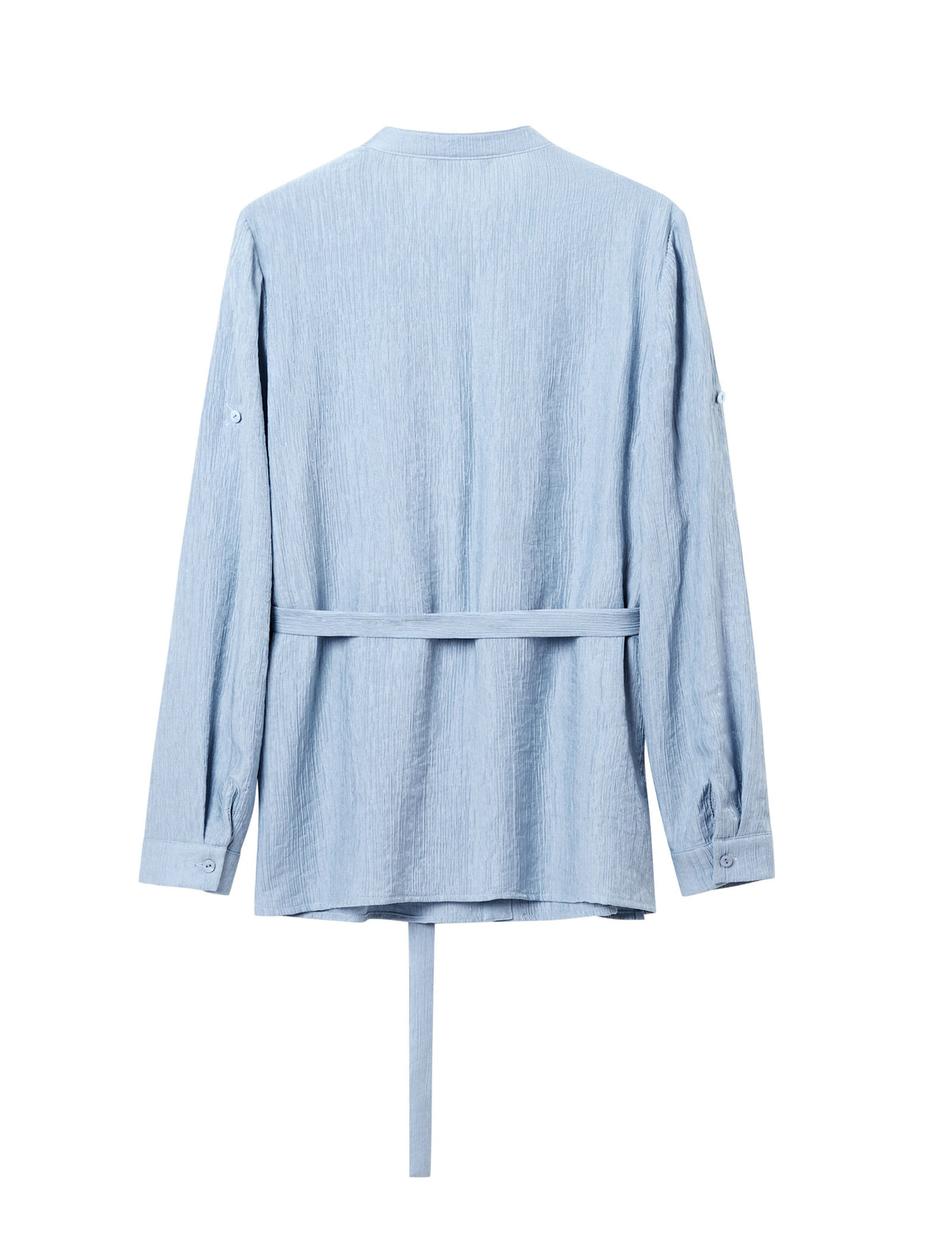 Tencel Blend Textured Belted Shirt