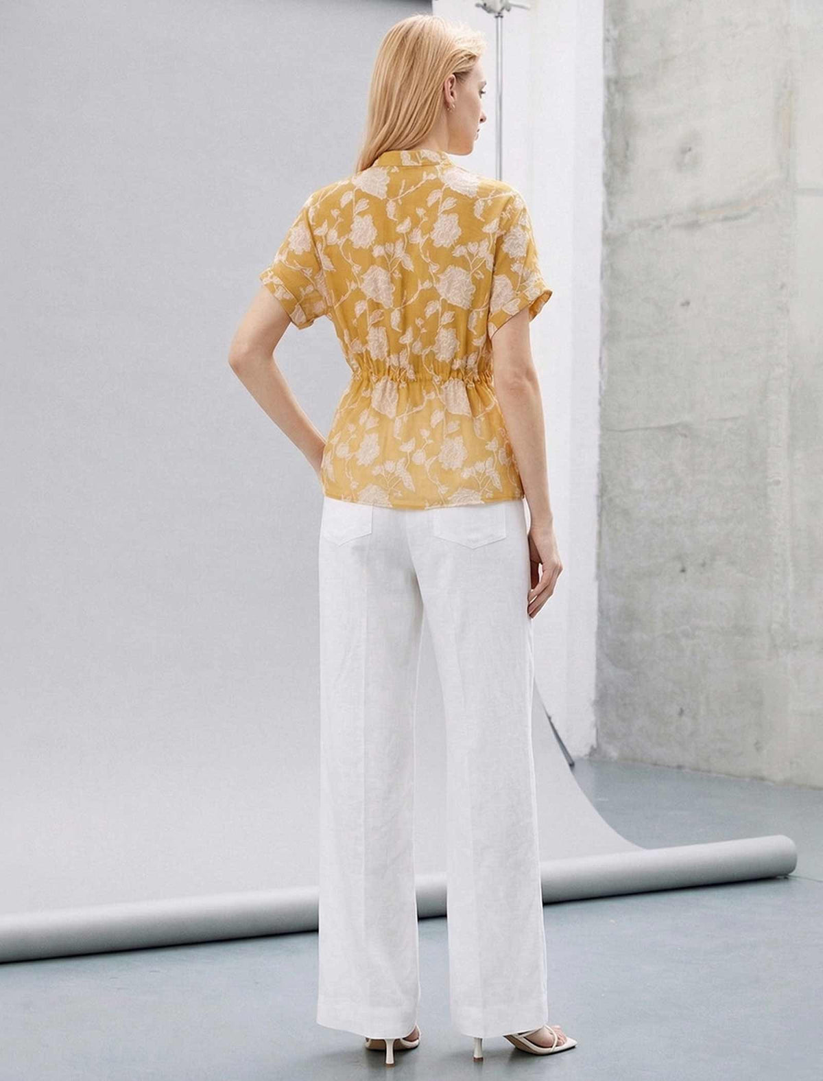 Gardenia Burnout Floral Tie-Waist Blouse