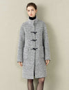 Gray Tweed Toggle Wool Blend Coat