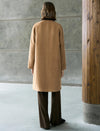 Wool Blend Contrast-Collar Single-Breasted Coat