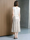 Champagne Wavy Sequin Midi Flare Skirt