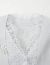 Lace Detail Short Sleeve Knit Cardigan