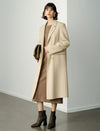 Wool Blend Camel Structured Seamed Midi Dress