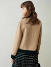 Wool Blend Herringbone Stand-Collar Relaxed Jacket