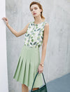 Solid Color Pleated A-Line Skirt