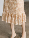Floral Lace Ruffled Hem Midi Dress