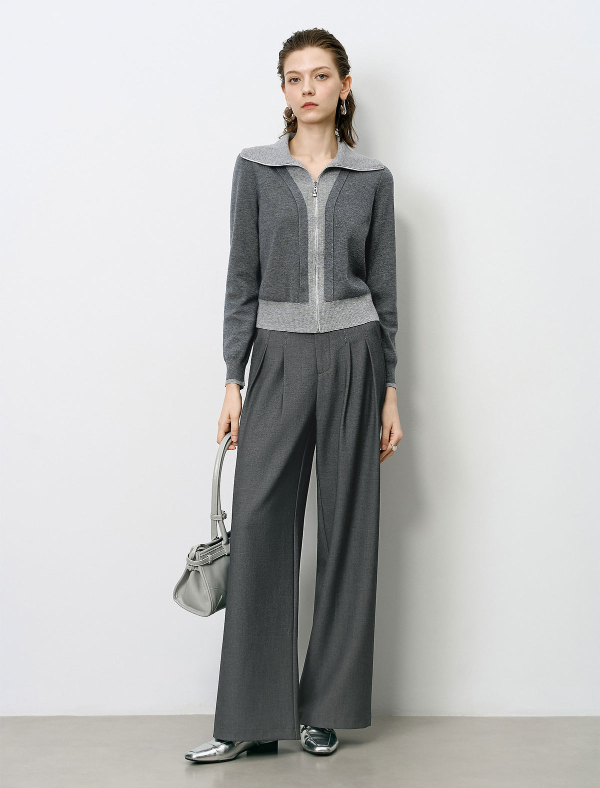 High-Rise Pleated Wide-Leg Trousers