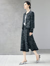 Lace-Trimmed Tweed Short Jacket with Pearl Metal Buttons