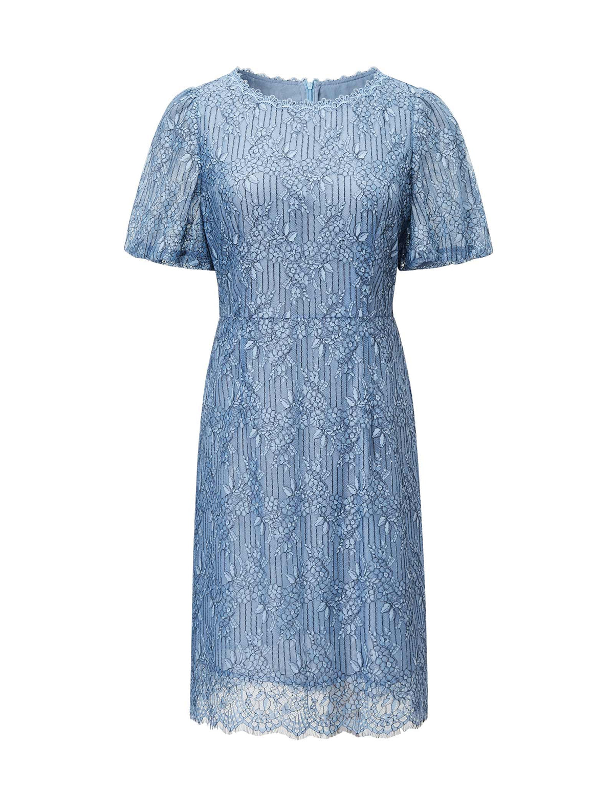 Lace Puff Sleeve Sheath Dress