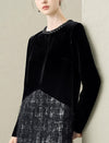 Black Velvet and Tweed Shift Dress
