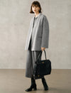 Gray Coated Wrap-Front Midi Skirt