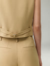 Linen Blend V-Neck Button Front Vest