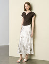 Satin Tie-Dye Midi Skirt