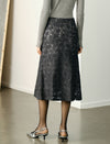 Floral Lace Flared Hem Midi Skirt