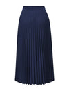 Navy Pleated High Waist Swing A-Line Skirt