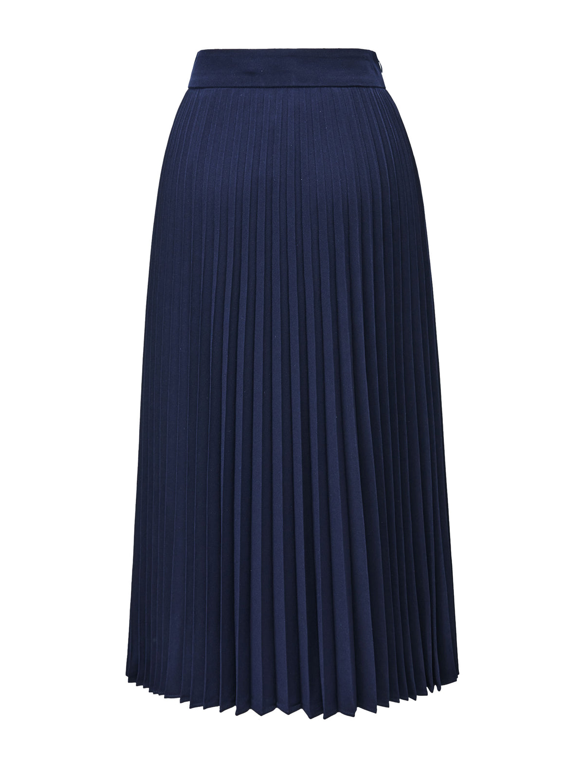 Navy Pleated High Waist Swing A-Line Skirt