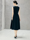 Beaded Round Neck Sleeveless Midi Dress
