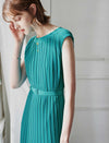 Pleated Sleeveless Midi Dress