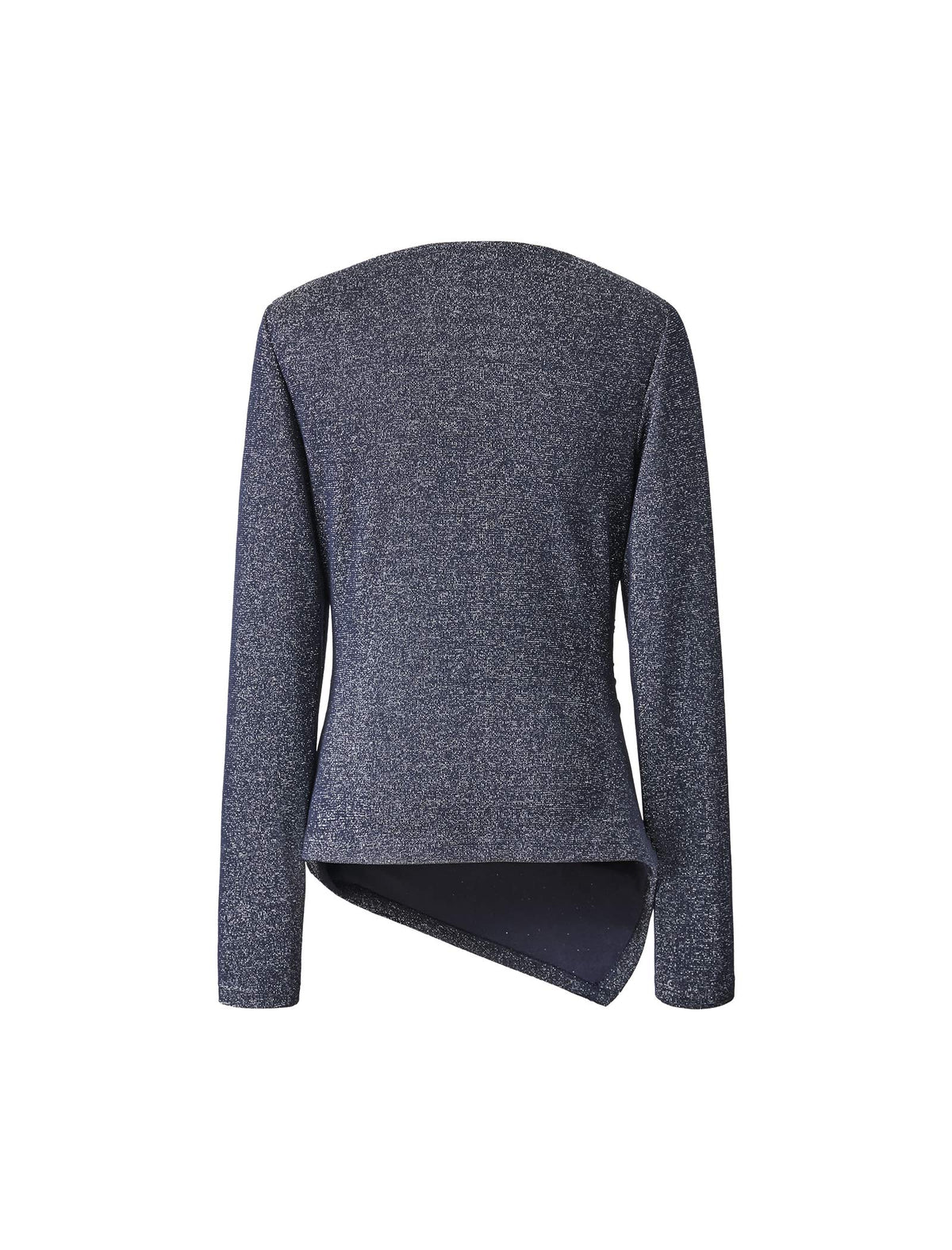 Vintage-Style Cowl Neck Top with Asymmetrical Hem