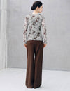 Vintage Floral Print Long Sleeve Ruched Top