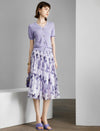 Purple Tencel Print A-Line Skirt