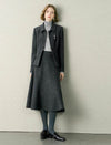 Wool Blend A-Line Midi Skirt