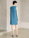 Wool Blend Textured Sleeveless Shift Dress