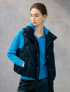 Quilted Stand-Collar Snap-Front Pocket Vest