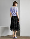 Lavender Scalloped Short Sleeve Knit Top