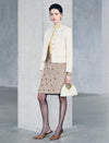 Wool Blend Round Neck Metal Button Cropped Jacket