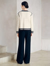 Contrast Trim Cropped Knit Jacket
