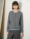 Mock‑Two‑Piece Color‑Block Knit Cardigan