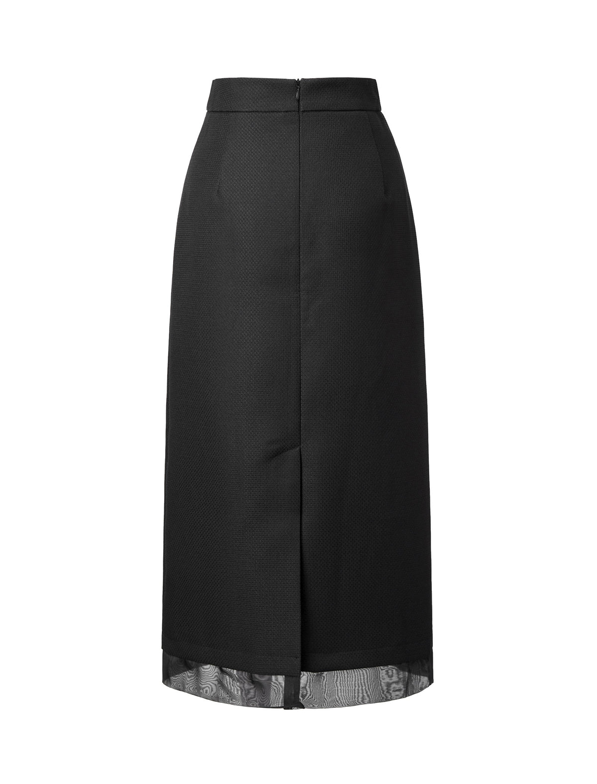 Sheer Hem Midi Skirt