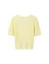 Beaded Collar Ribbed Short Sleeve Knit Top