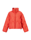 Wave-Quilted Stand-Collar Balloon-Sleeve Cropped Puffer Jacket